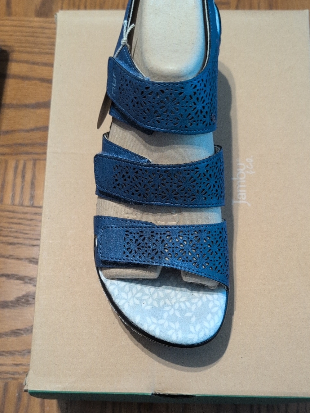 JBU Navy Blue Three-Strap Perforated Sandal